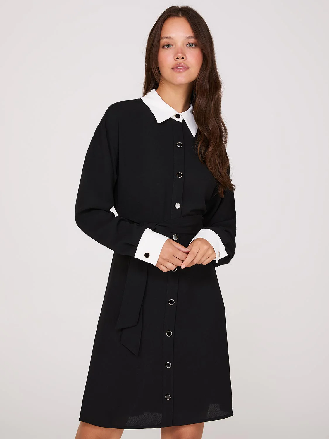 Colour Block Fit & Flare Shirt Dress - Image 2
