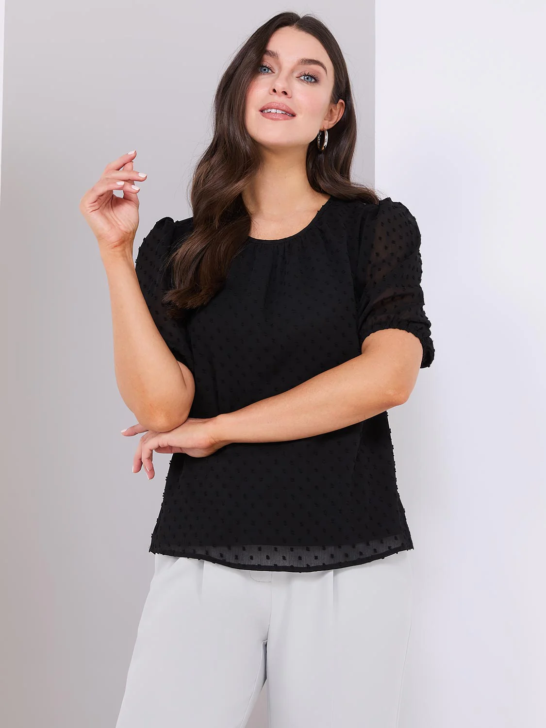 Clip Dot Short Sleeve Blouse - Image 4