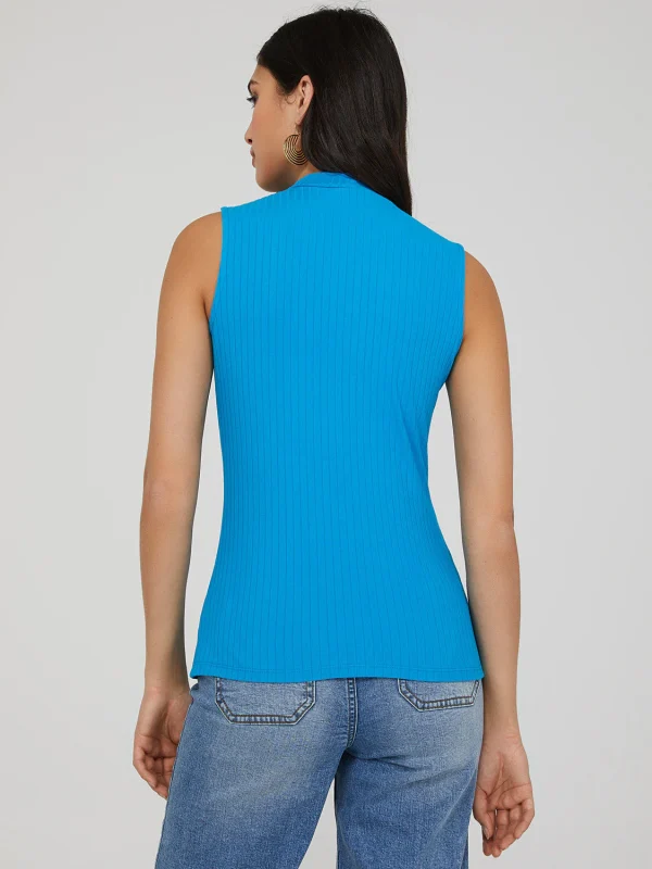 Sleeveless Ribbed Mock Neck Top - Image 13