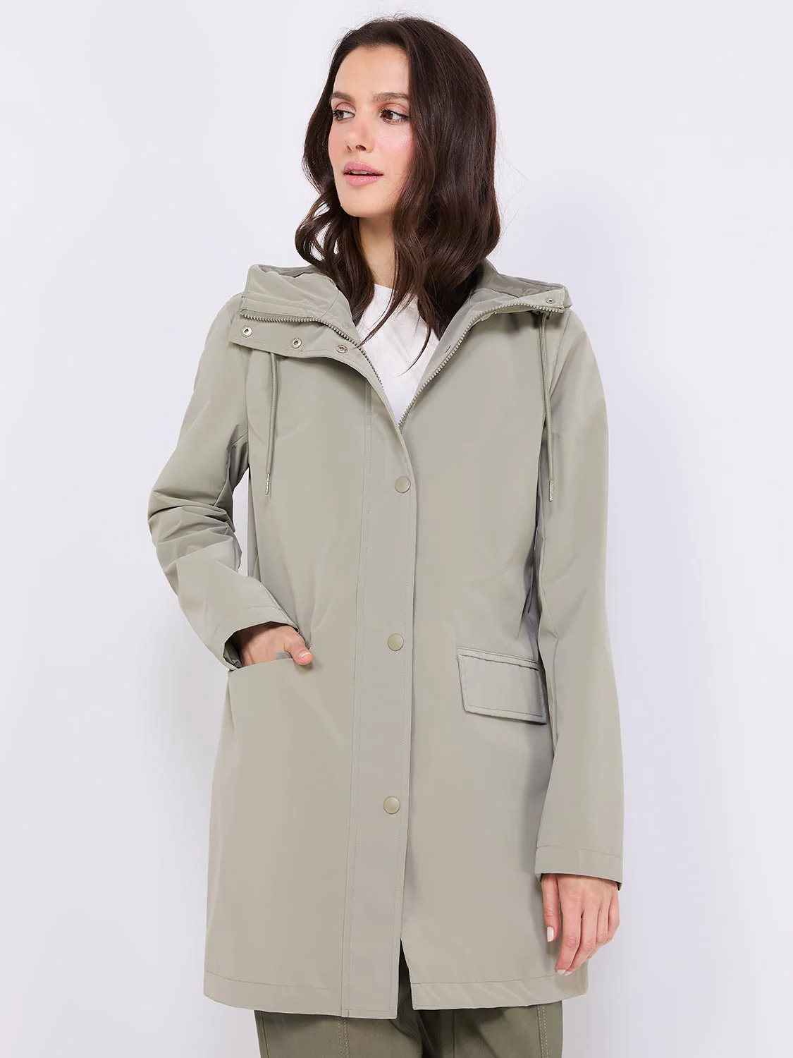 High Collar Hooded Rain Jacket - Image 4