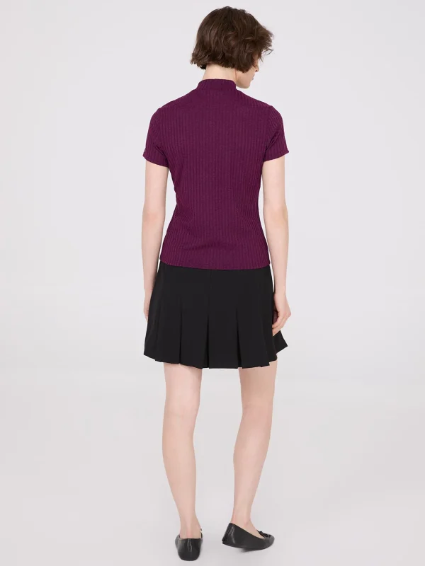 Ribbed Mock Neck Top With Button Details - Image 8