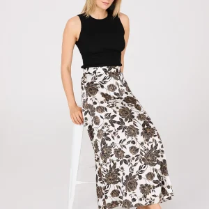 Printed Satin A-Line Skirt