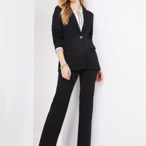 Textured Straight Leg Pull-On Pants