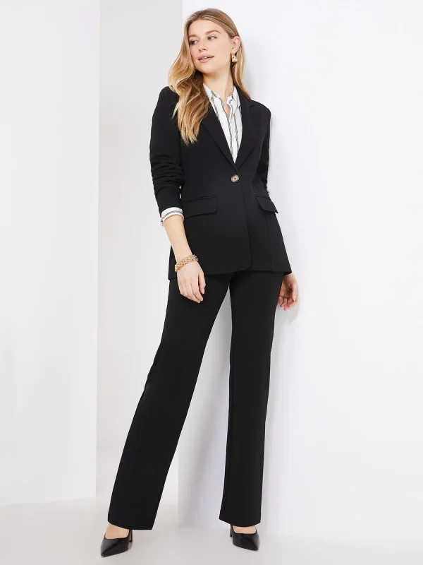 Textured Straight Leg Pull-On Pants