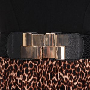 Elastic Gold Square Buckle Belt