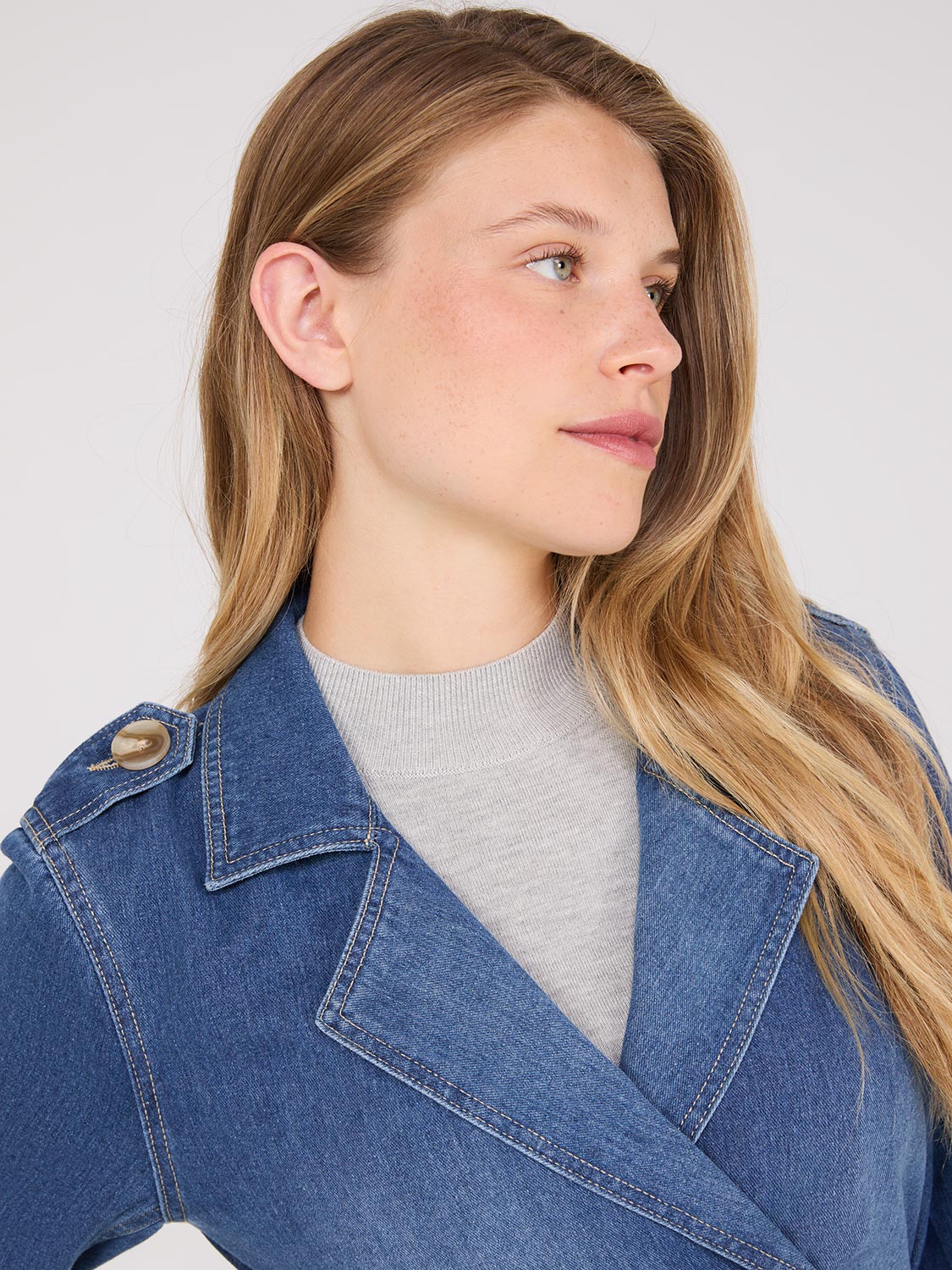 Double-Breasted Denim Trench Coat - Image 3