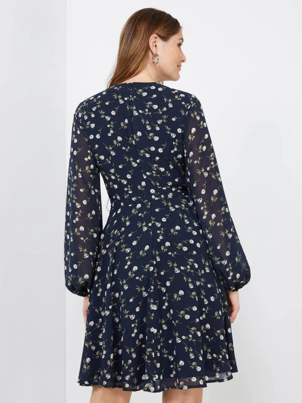 Floral Print Chiffon Fit & Flare Dress - Image 5