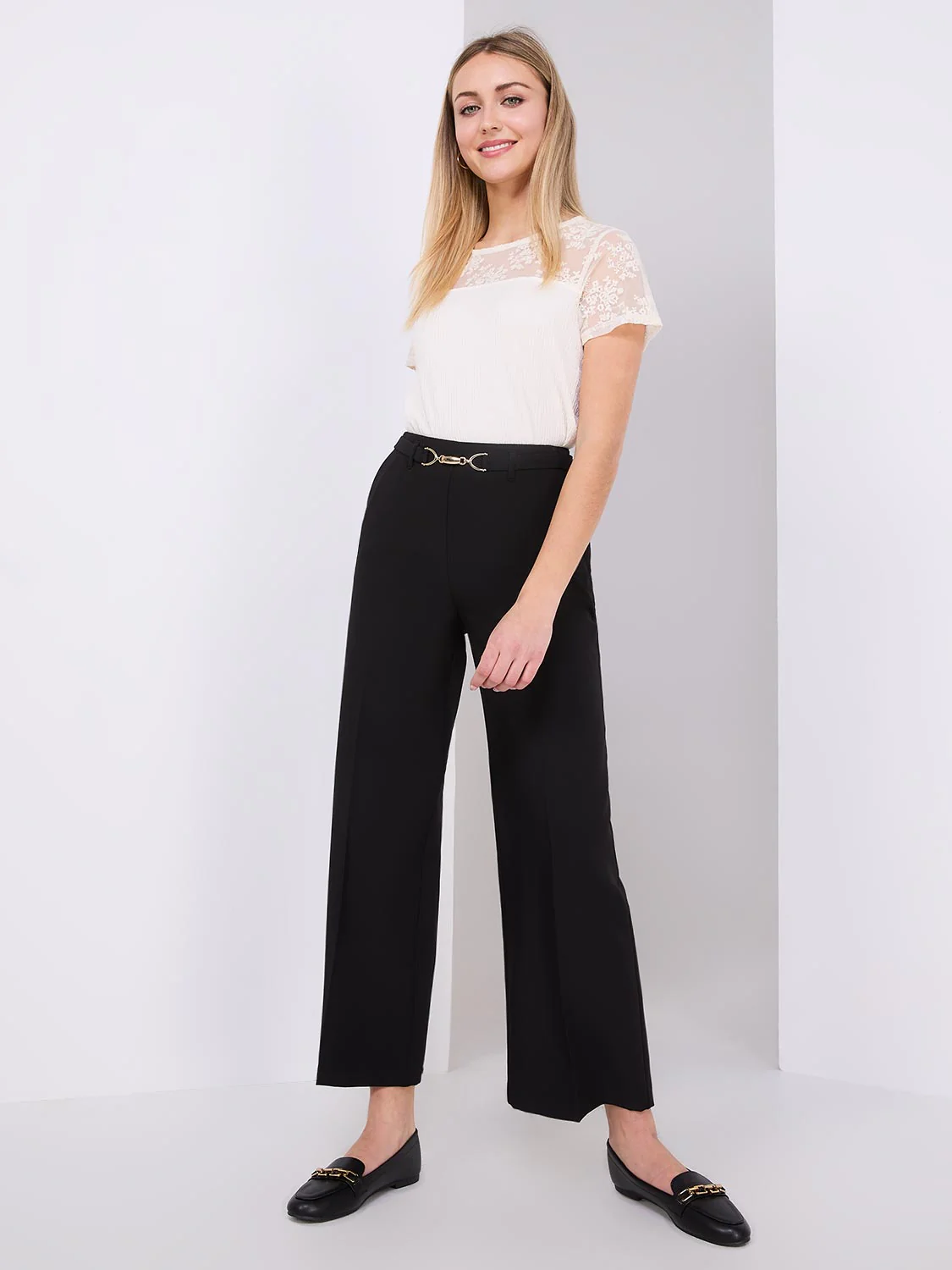 Gold Chain Faux Leather Loafers - Image 2