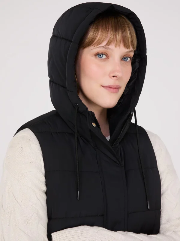 Long Hooded Puffer Vest - Image 3