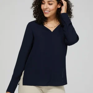V-Neck Blouse With Cuffed Sleeves