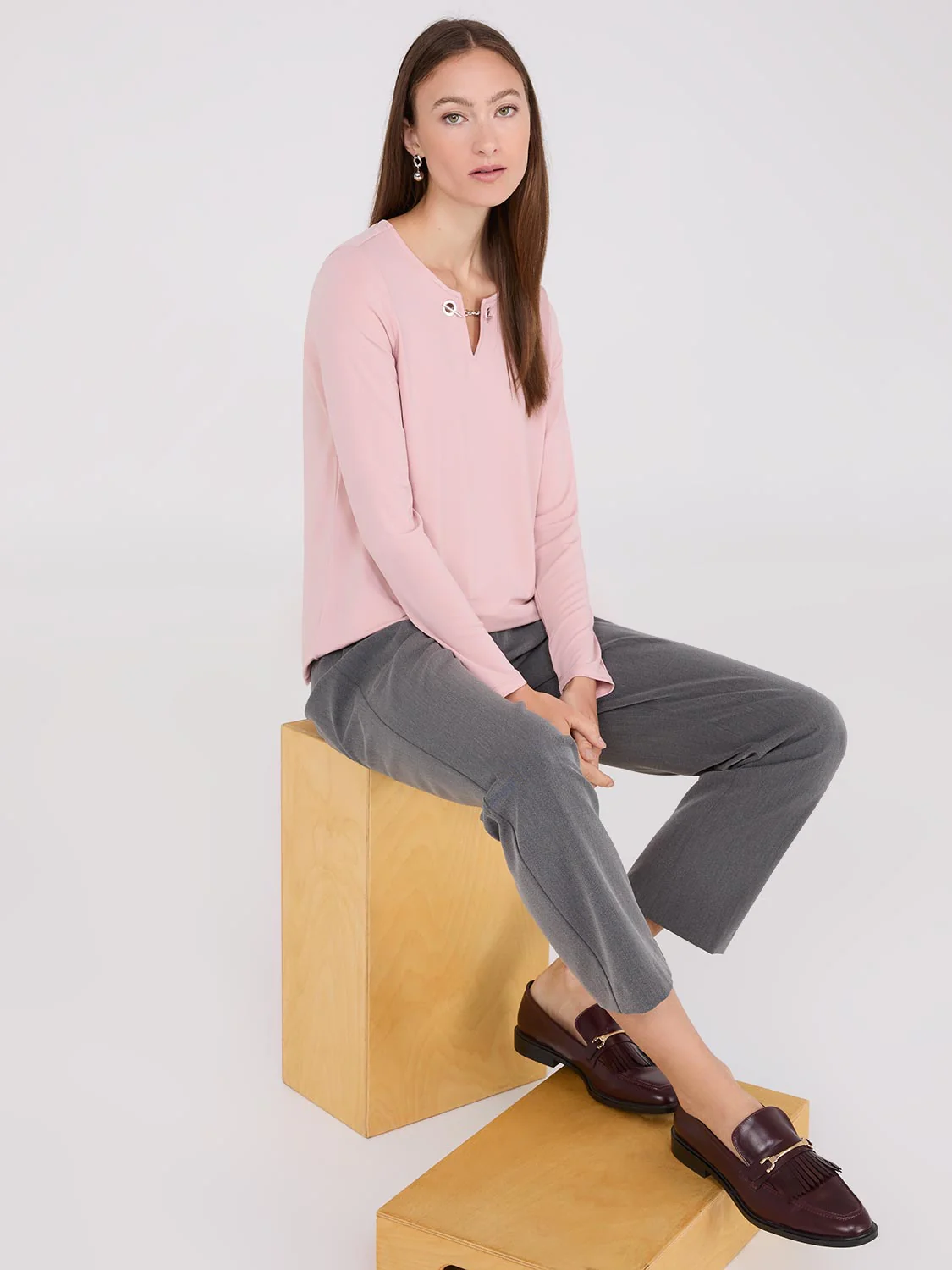 Chain Keyhole Long Sleeve Top - Image 7