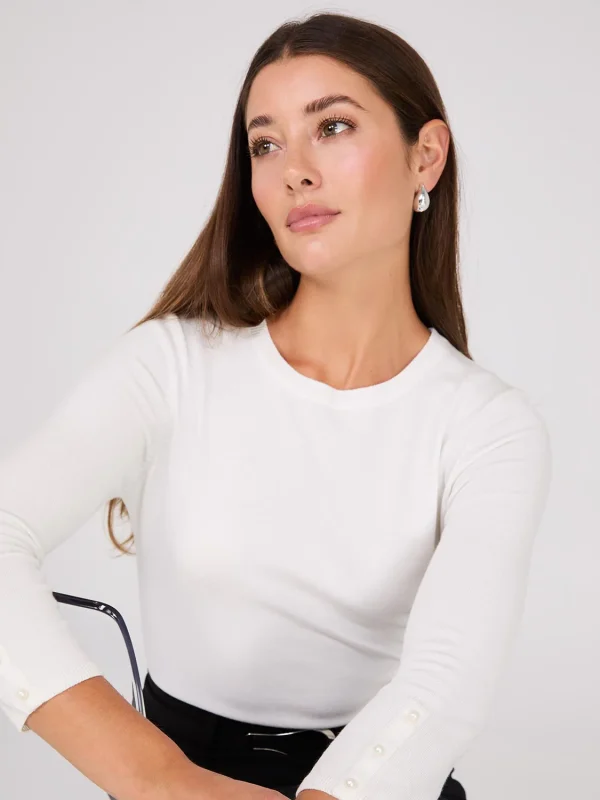 Round Neck Sweater With Button Details - Image 3