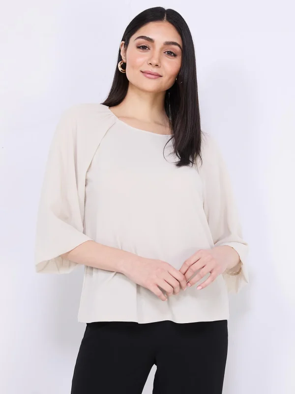 3/4 Chiffon Sleeve Round Neck Top - Image 3