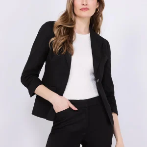 One-Button Ruched Sleeve Blazer
