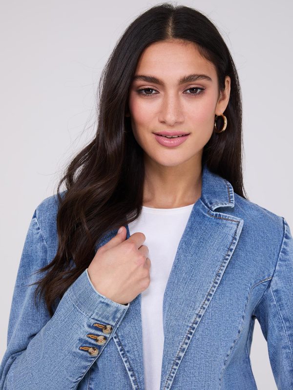 1-Button Denim Blazer - Image 2