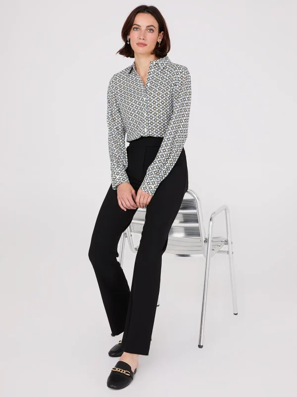 Geo Print Chiffon Button-Front Blouse - Image 3