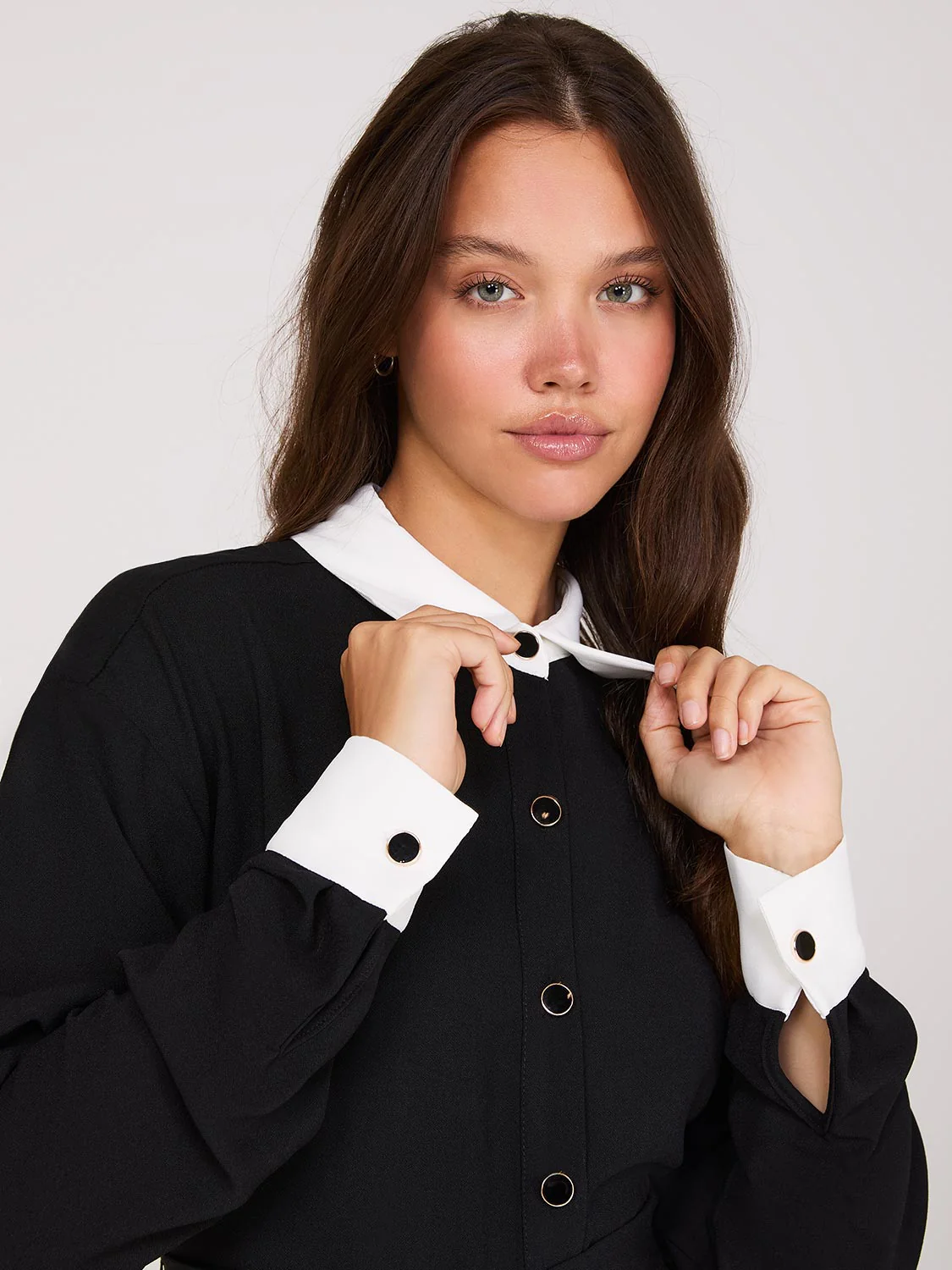 Colour Block Fit & Flare Shirt Dress - Image 3