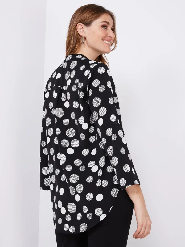 Dot Print Split Neck Blouse - Image 4