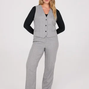 Pinstripe Straight Leg Long Length Pants