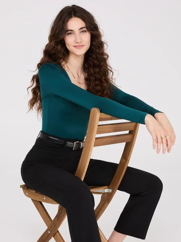 Double Layer V-Neck Long Sleeve Top - Image 11