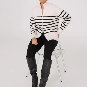 Striped Zip-Front Sweater