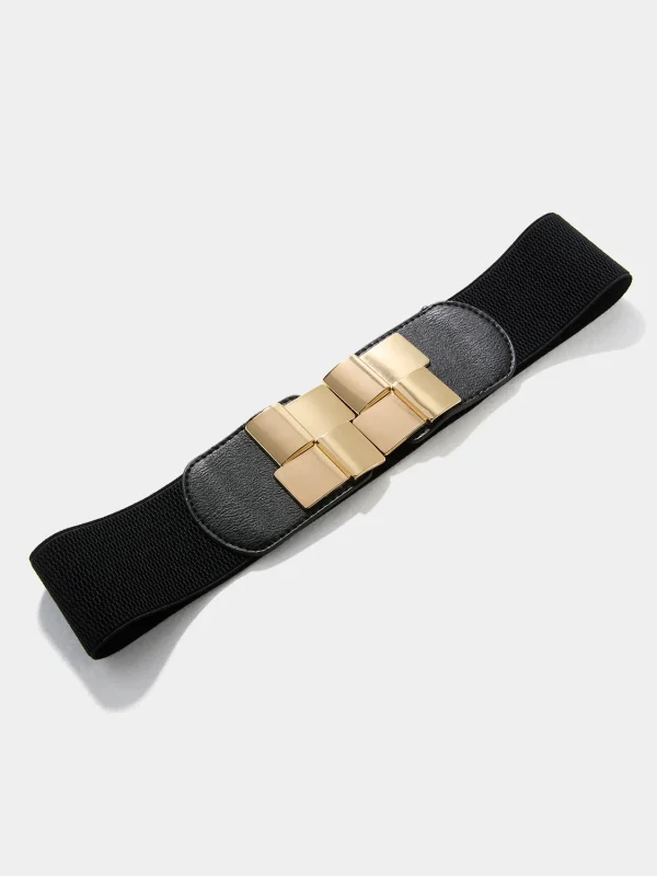 Elastic Gold Square Buckle Belt - Image 3