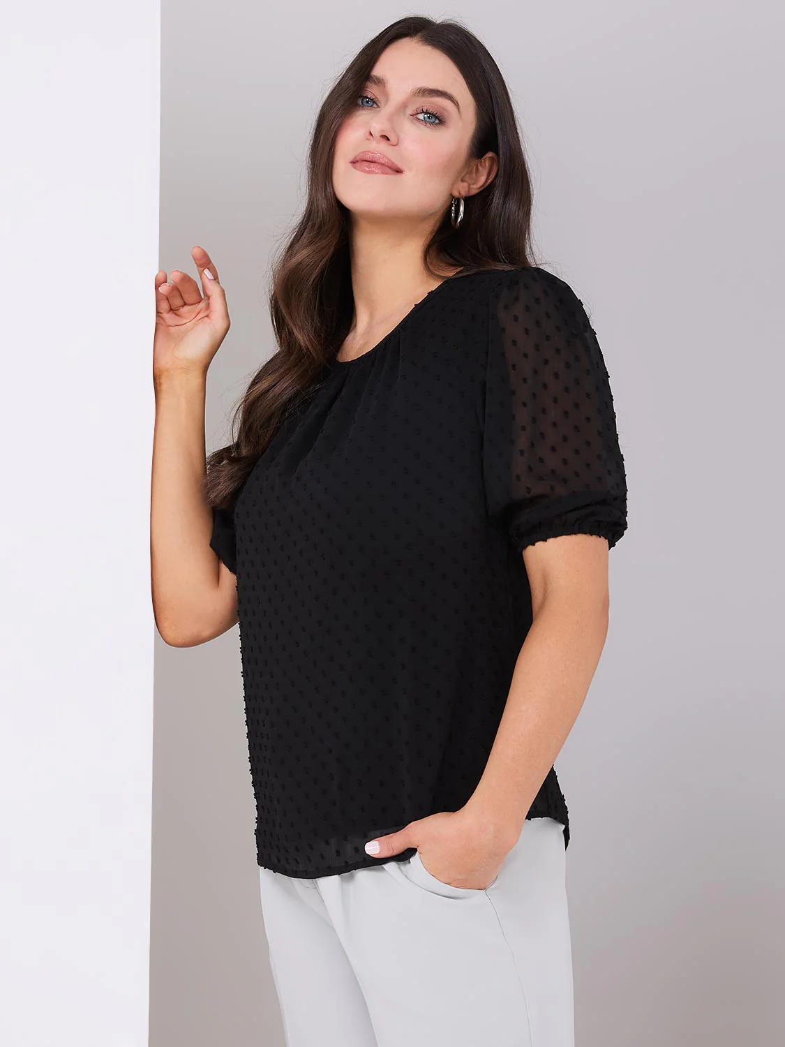 Clip Dot Short Sleeve Blouse - Image 5
