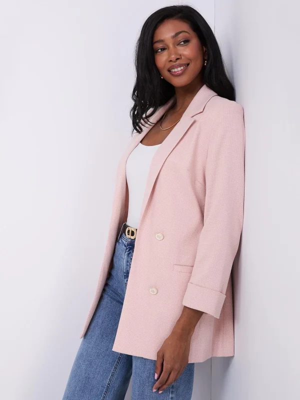 3/4 Sleeve Faux Double-Breasted Blazer - Image 4