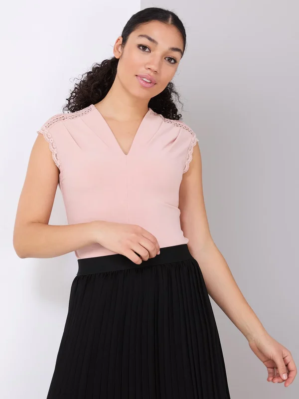 V-Neck Dolman Sleeve Top With Lace Details - Image 4