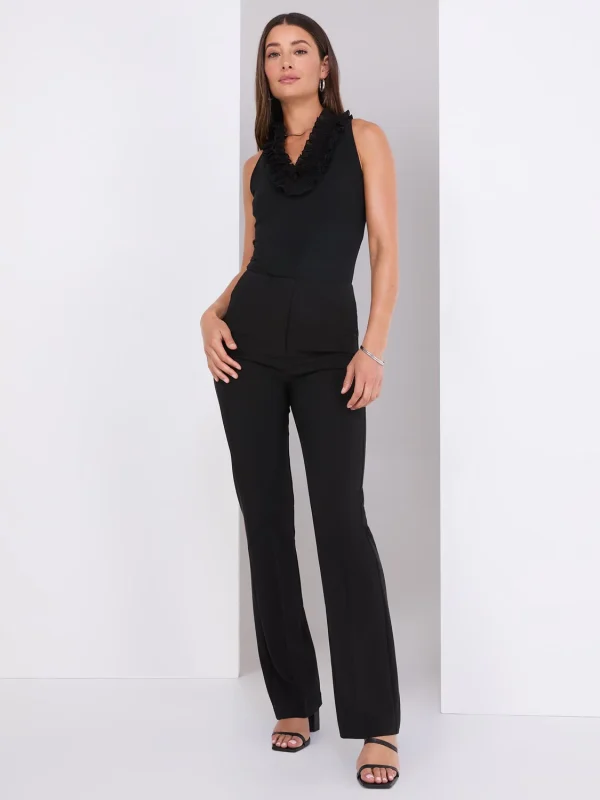 Sleeveless Ruffle V-Neck Scuba Bodysuit - Image 3