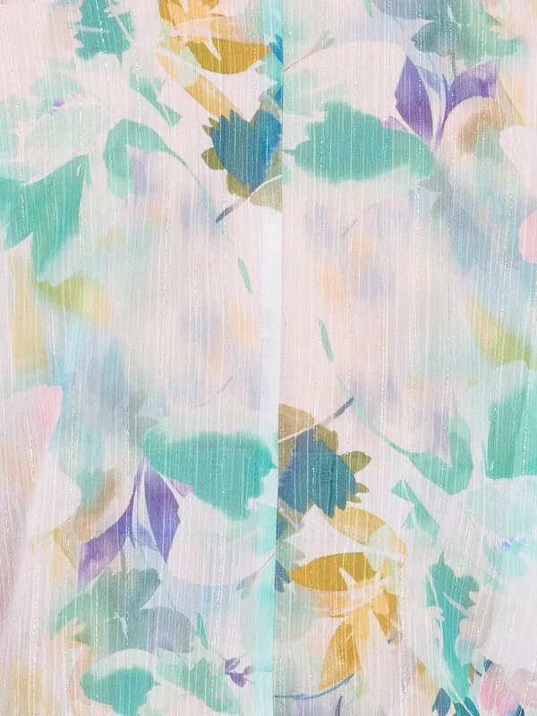 Floral Print Button-Front Chiffon Blouse - Image 6