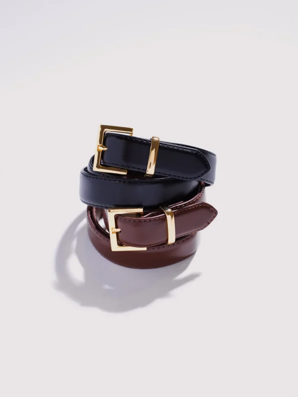 2-Pack Of Gold Buckle Belts - Image 2