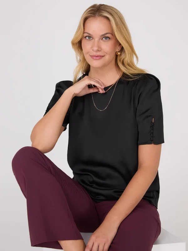 Satin Puff Sleeve Popover Top - Image 2