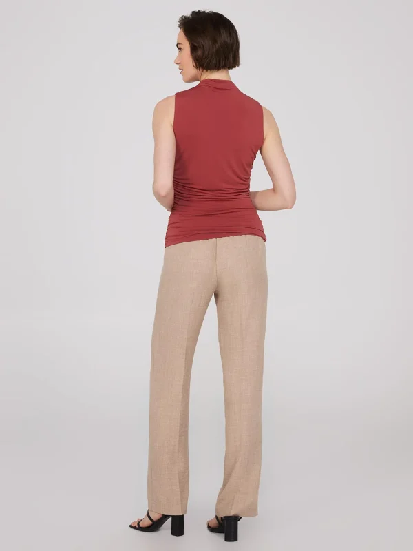 Sleeveless Mock Neck Top With Ruched Details - Image 5