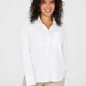 Linen Button-Front Blouse