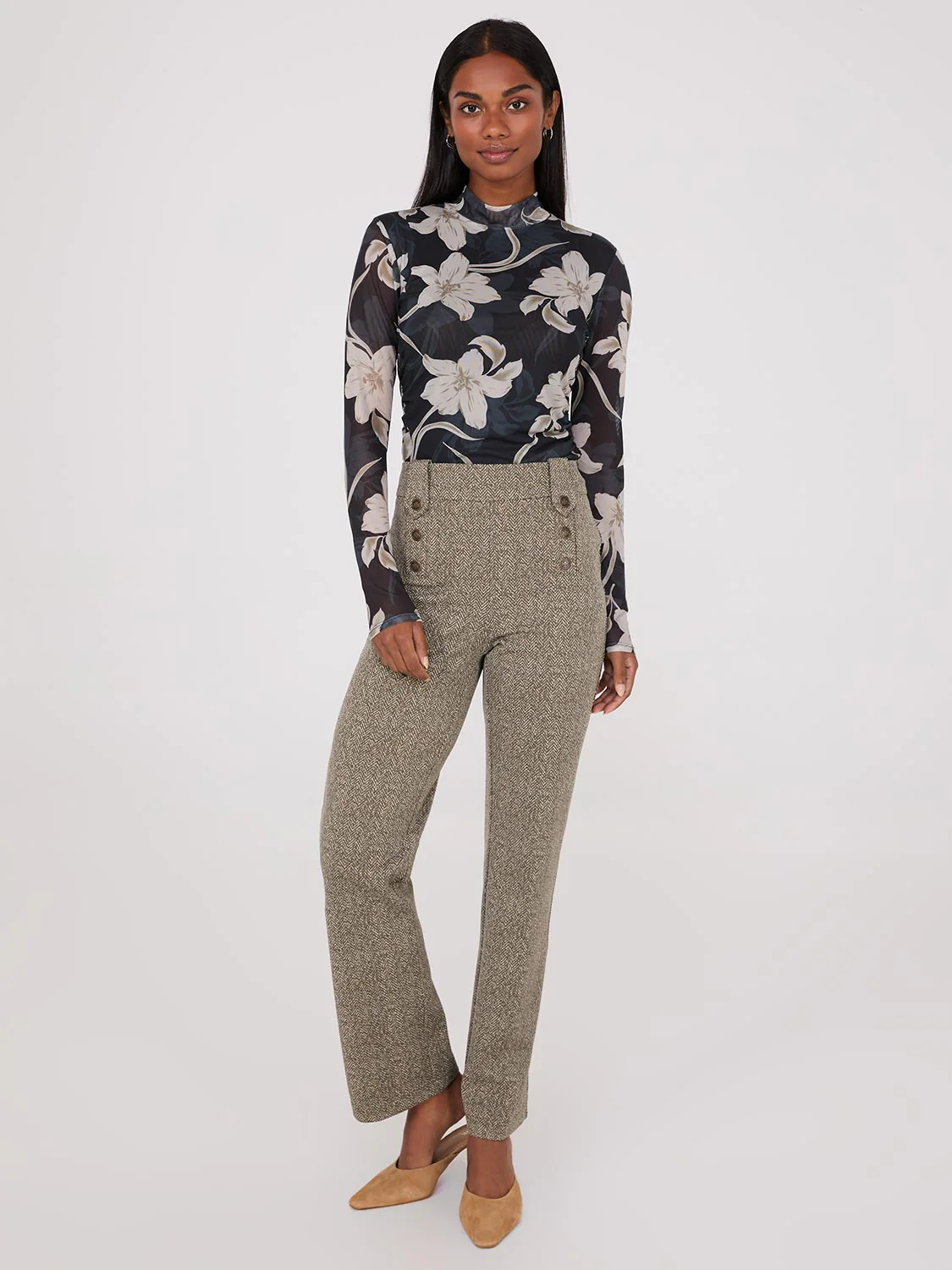 Herringbone Straight Leg Pants - Image 3