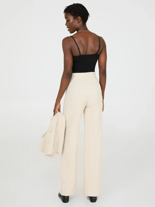 Wide-Leg Ankle Length Pants With Gold Button Details - Image 6