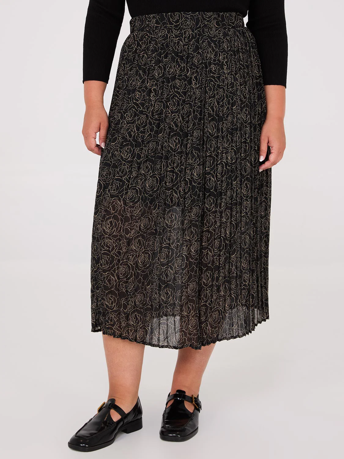 Printed Chiffon Pleated Midi Skirt - Image 2