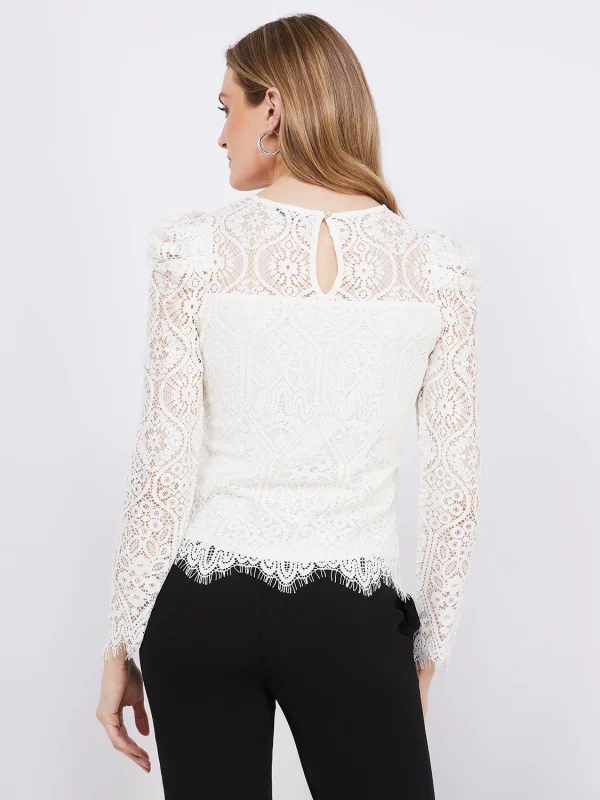 Crochet Lace Puff Sleeve Top - Image 6