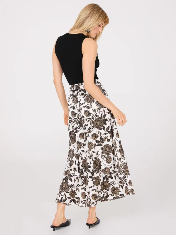 Printed Satin A-Line Skirt - Image 4