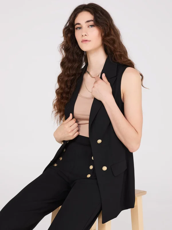 4-Button Sleeveless Open Blazer - Image 7