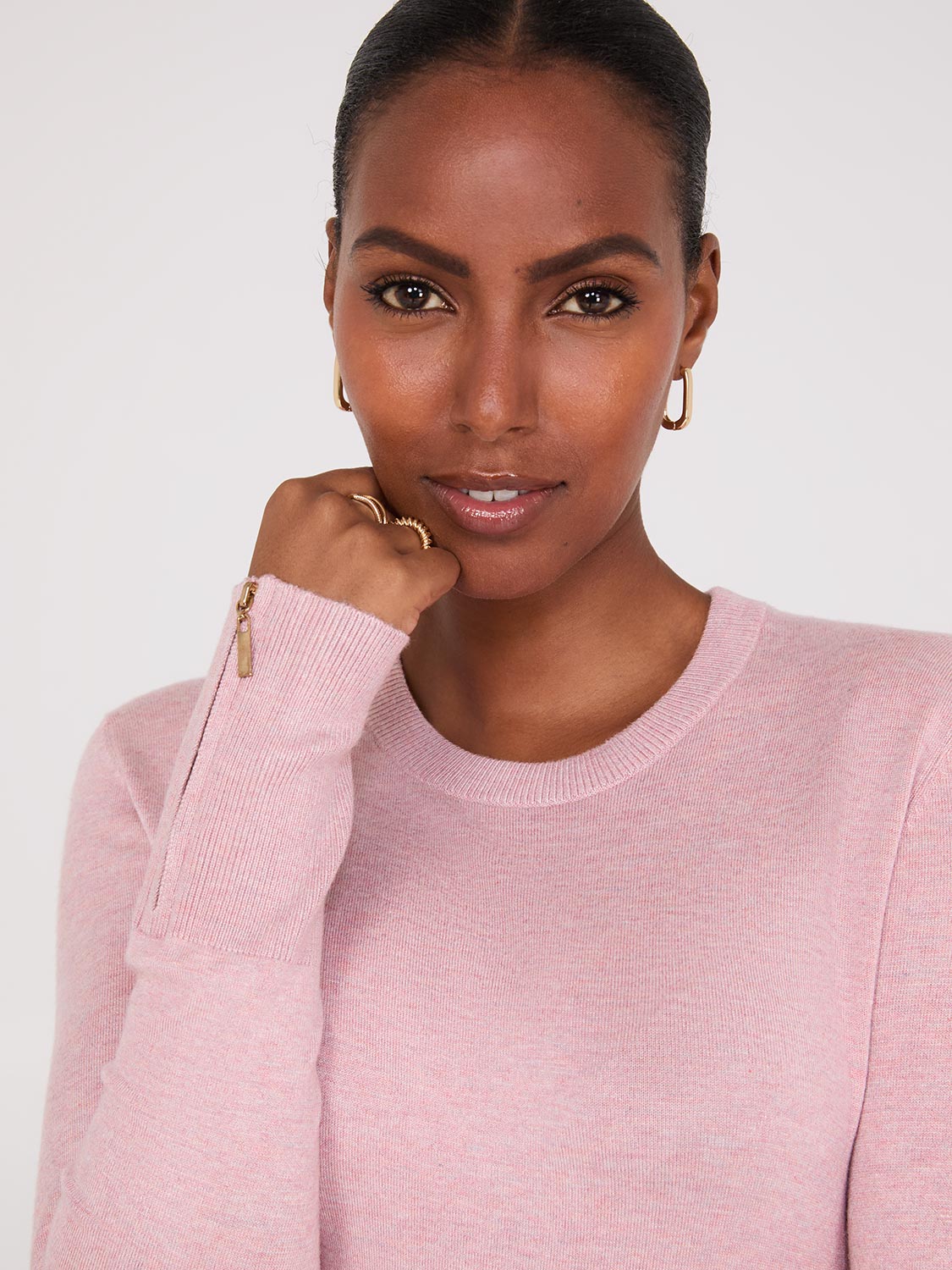 Zip Sleeve Crew Neck Sweater - Image 11