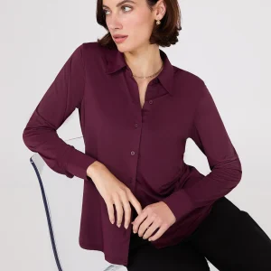Knit Classic Button-Front Blouse