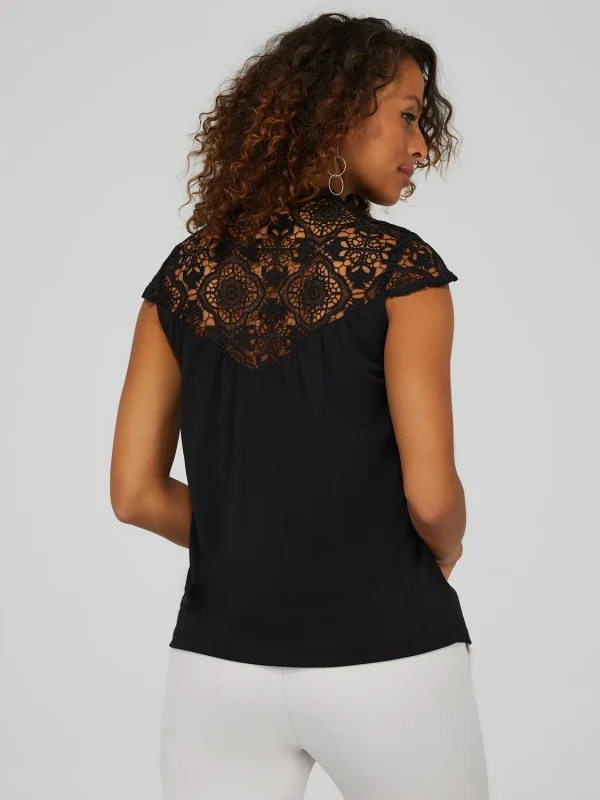 Crochet Cap Sleeve Top With Front Keyhole - Image 4