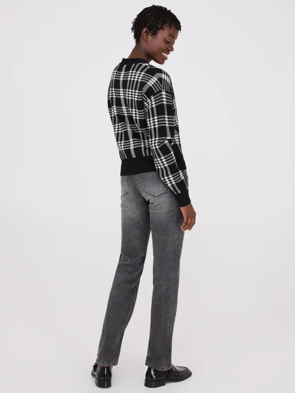 Plaid V-Neck Knit Cardigan - Image 4