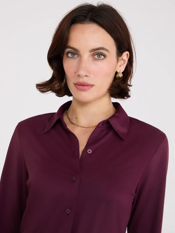 Knit Classic Button-Front Blouse - Image 2