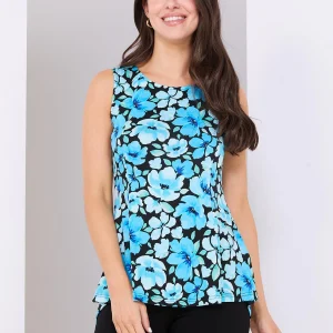 Sleeveless Floral Print High-Low Top