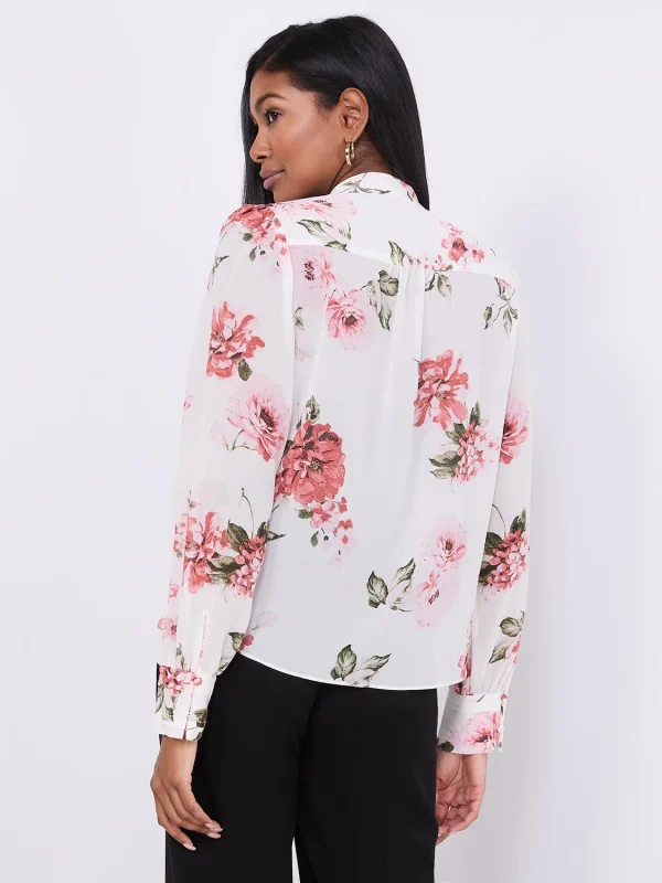 Floral Print Button-Front Blouse - Image 5