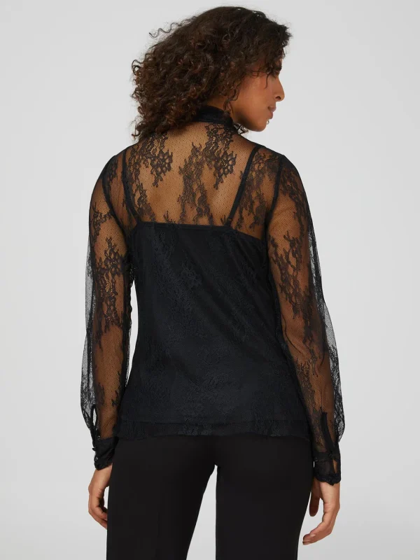 Floral Lace Bow Blouse With Cami - Image 5