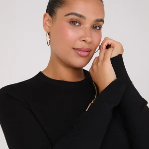 Zip Sleeve Crew Neck Sweater